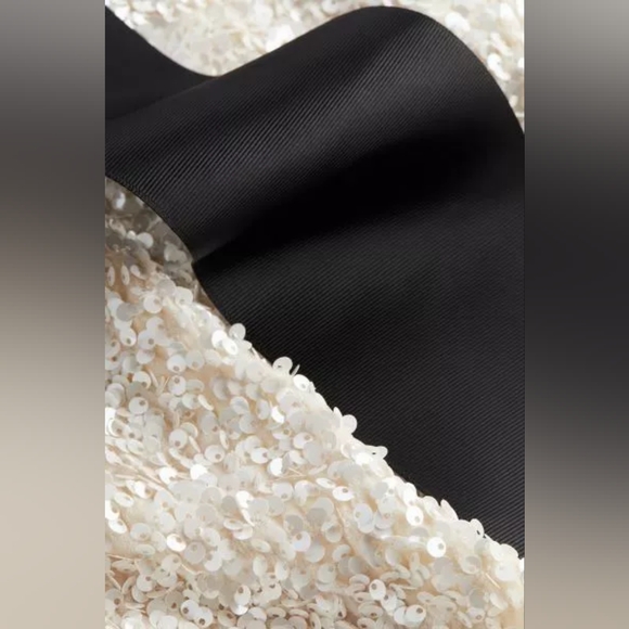NWT H&M Sleeveless Sequined Tie-Back Bow Party Dress White/Black XS S M L XL XXL - Picture 10 of 10